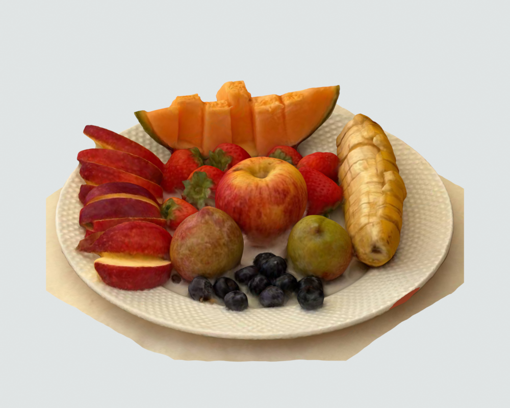 Imagem estática do mesmo modelo 3D de mista de fruta